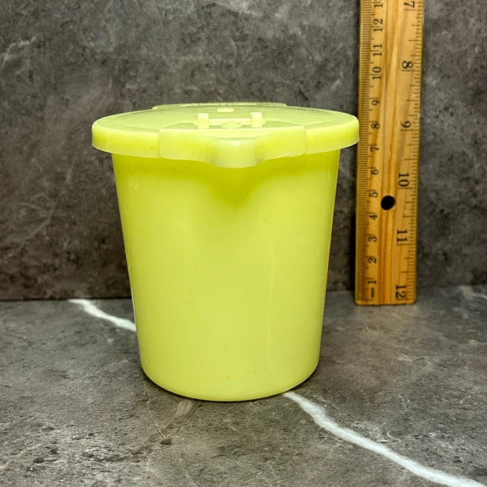 Vintage Tupperware Lime Green/Yellow Creamer Pitcher Flip Top Lid Made in USA